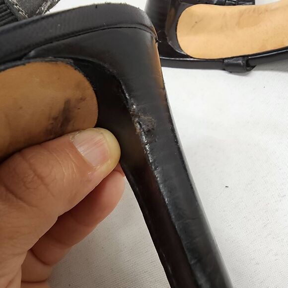 Stuart Weitzman Womens Black Leather platform Sandal Heels Ankle Strap size 10 - Picture 7 of 9